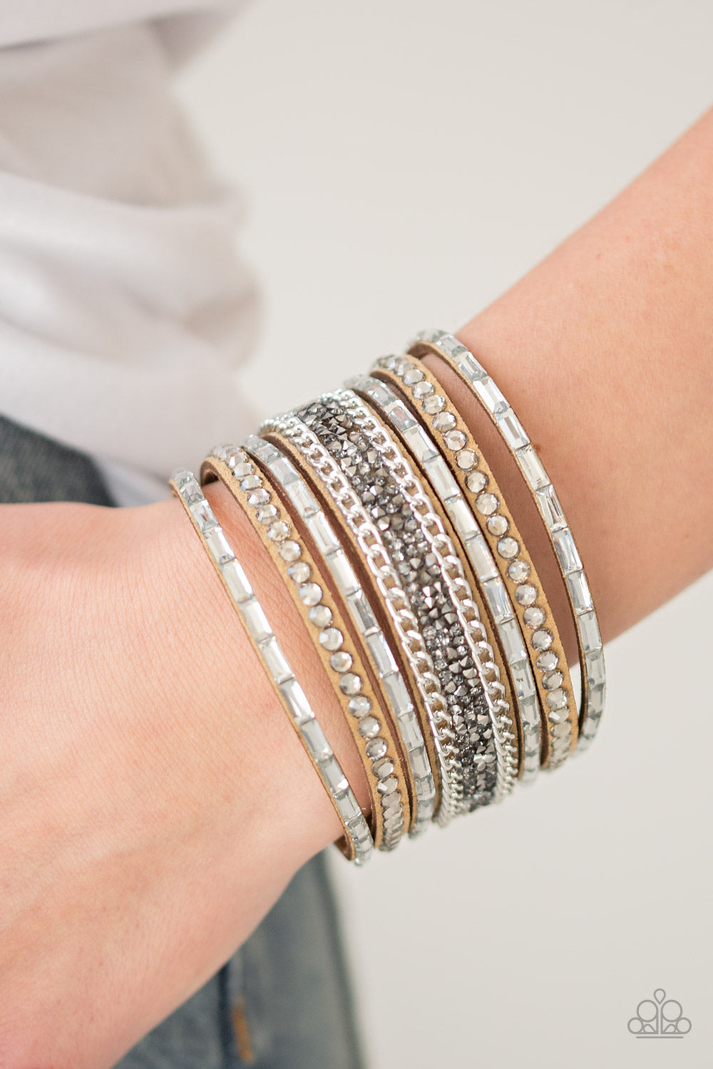 Rhinestone Rumble - Brown Bracelet