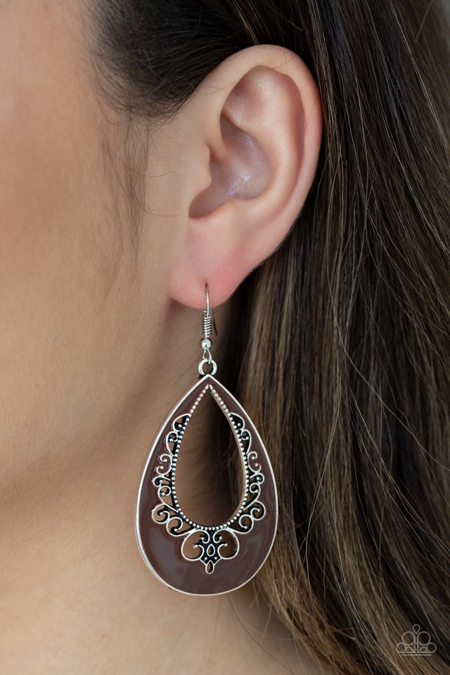 Compliments To The CHIC - Brown Earrings