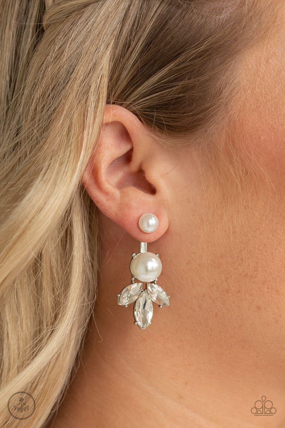 Extra Elite - White Double-Sided Earring