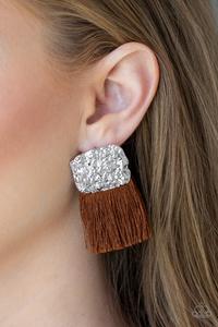 Plume Bloom - Brown Fringe Earrings