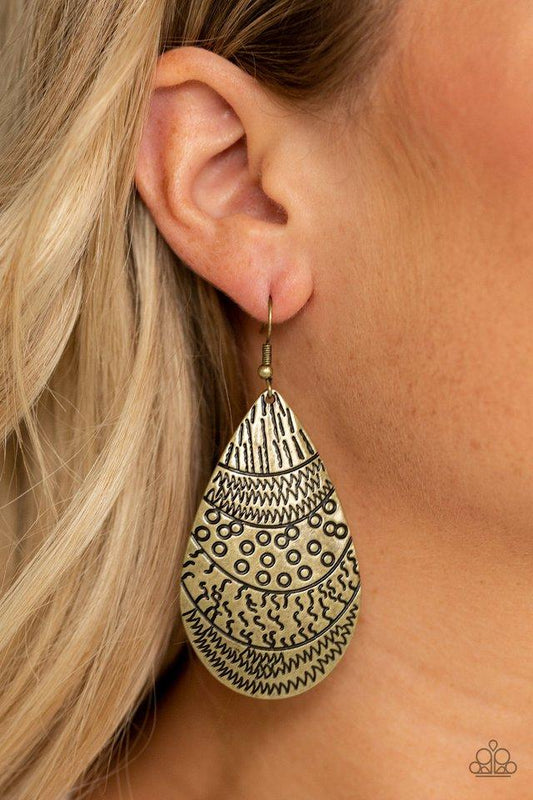 Safari Splash - Brass Earrings