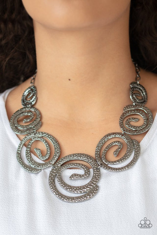 Statement Swirl - Black Necklace