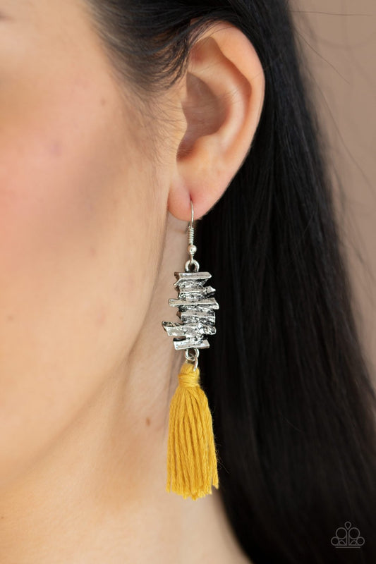 Yellow Tiki Tassel Earrings