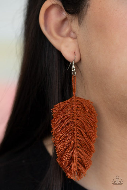 Hanging by a Thread - Brown Earrings