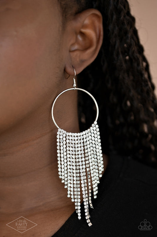 Streamlined Shimmer - White Earring