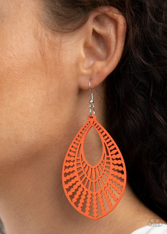 Bermuda Breeze - Orange Wooden Earring