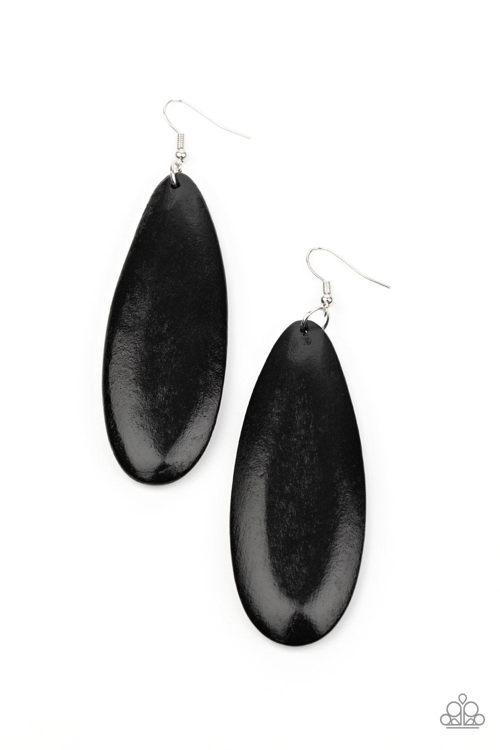 Tropical Ferry - Black Wooden Earring