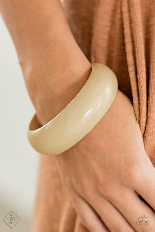 Whimsically Woodsy - White Wooden Bracelet