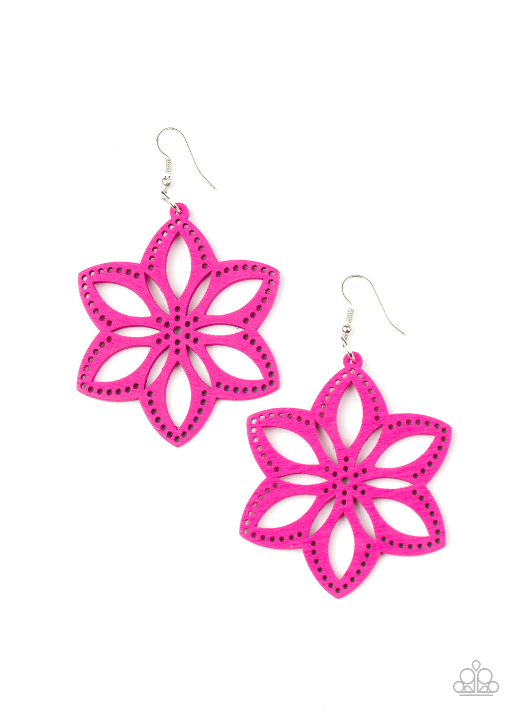 Bahama Blossoms - Pink Wooden Earring