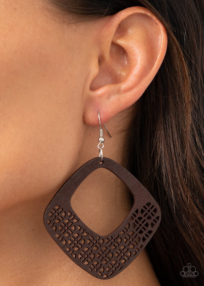 WOOD You Rather - Brown Wooden Earring