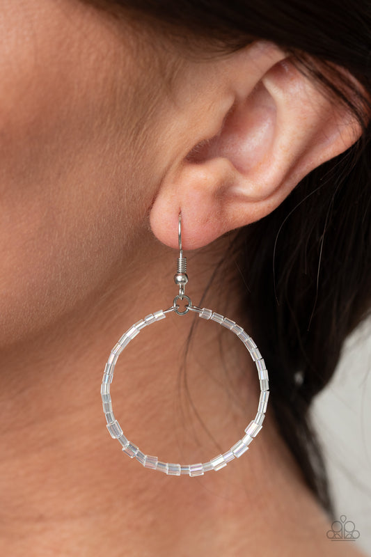 Colorfully Curvy - White Earring