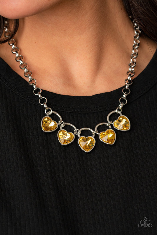HEART On Your Heels - Yellow Necklace