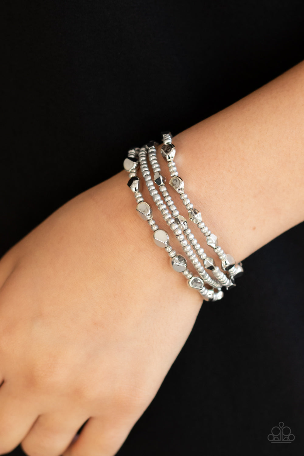 Fashionably Faceted - Silver Bracelet