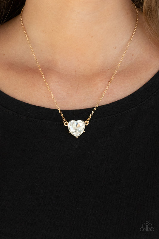 She Works HEART For The Money - Gold Necklace