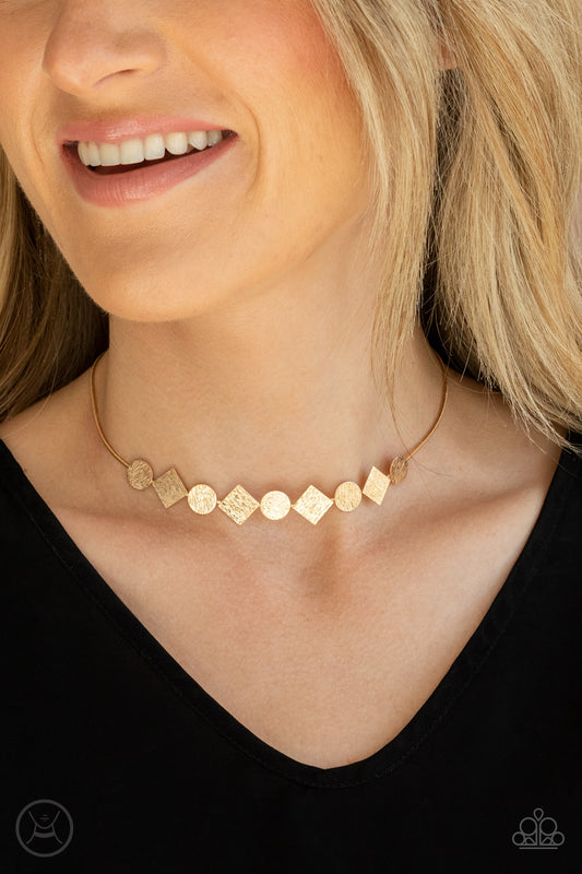 Dont Get Bent Out Of Shape - Gold Choker Necklace