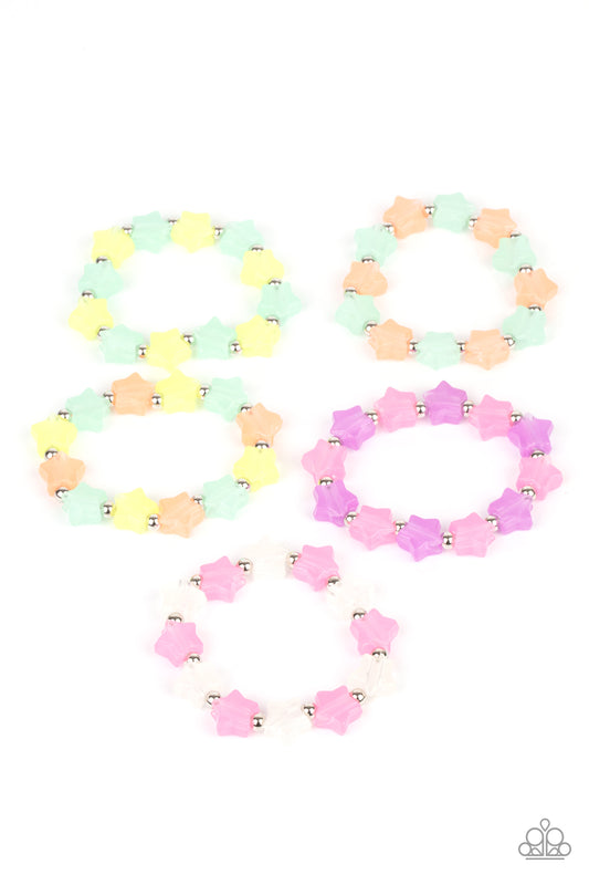 Starlet Shimmer Glassy Star Shaped - Girls Bracelets, 5 Pack