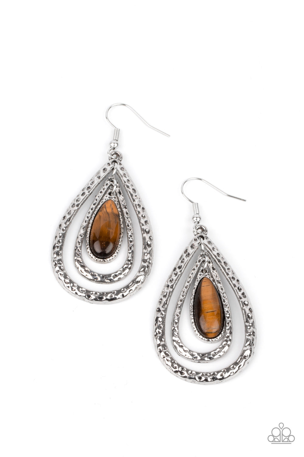 Teardrop Torrent - Brown Earring