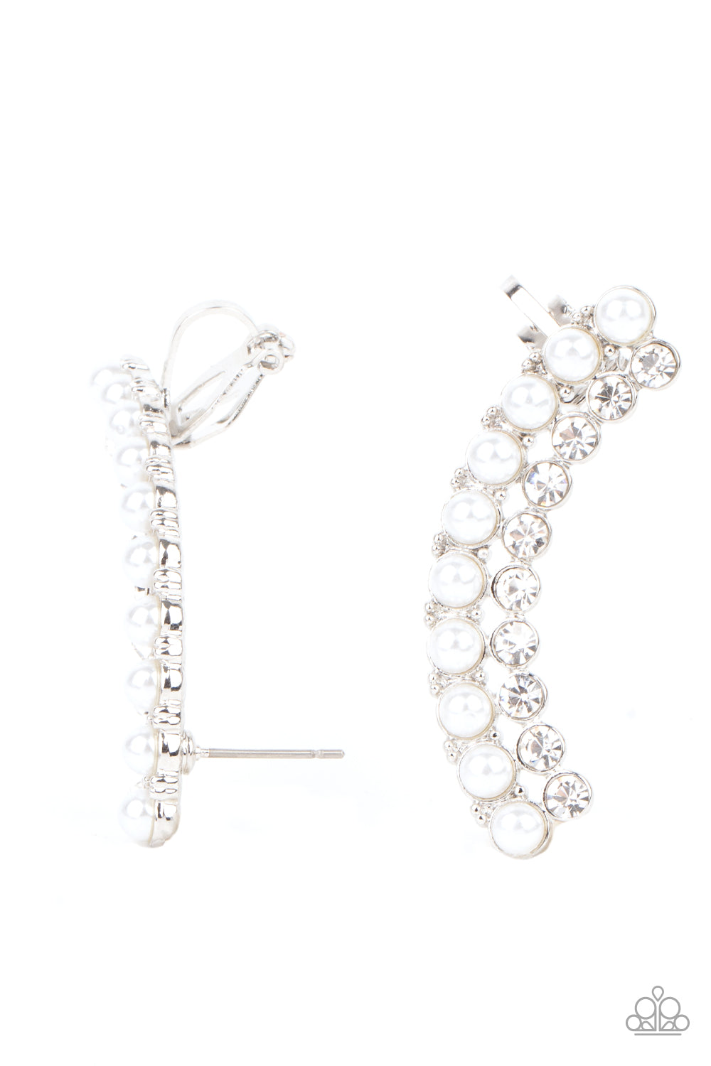 Doubled Down On Dazzle - White Earring