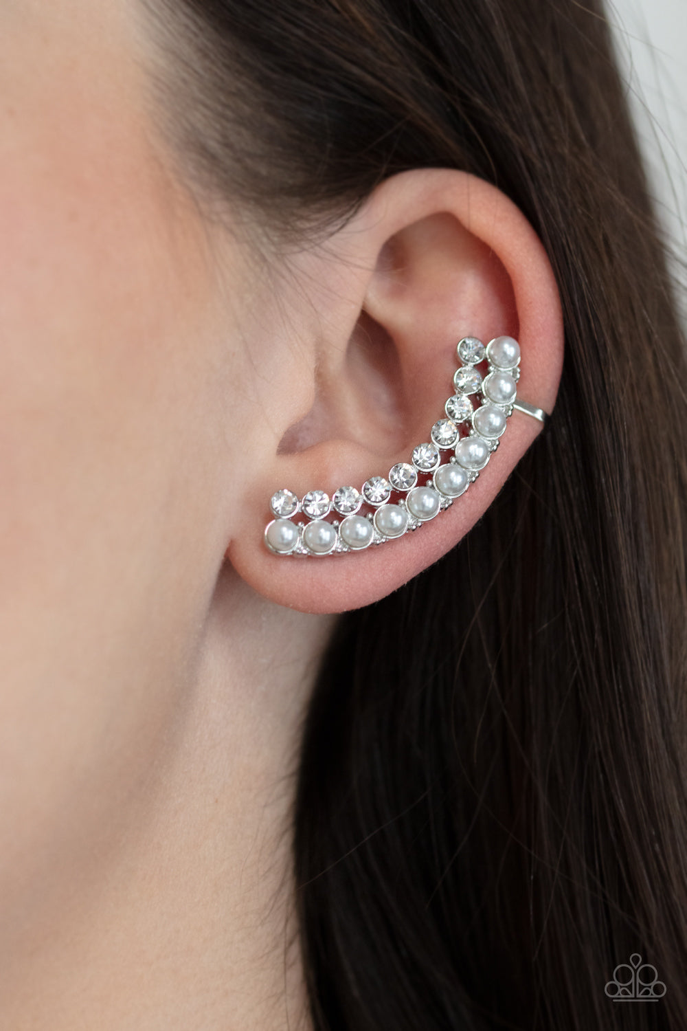 Doubled Down On Dazzle - White Earring