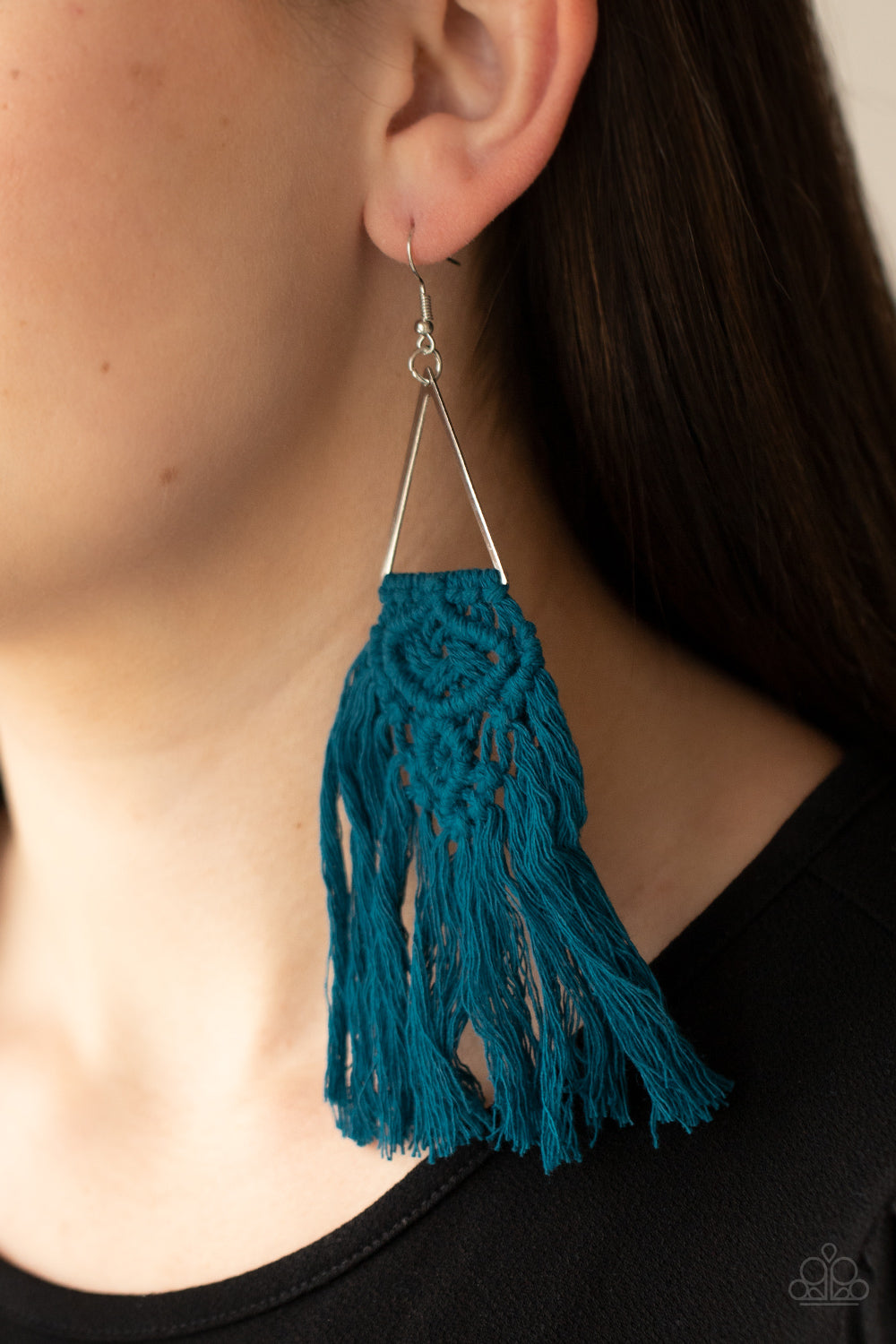 Modern Day Macrame - Blue Earring