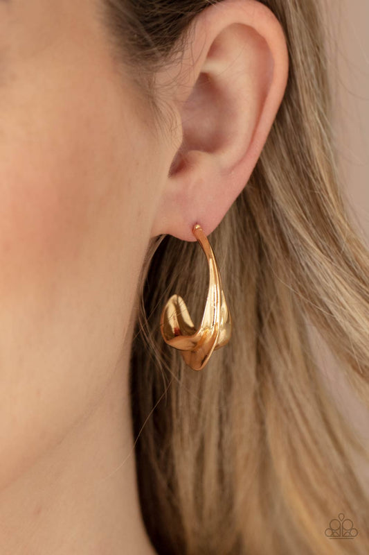 Modern Meltdown - Gold Earring