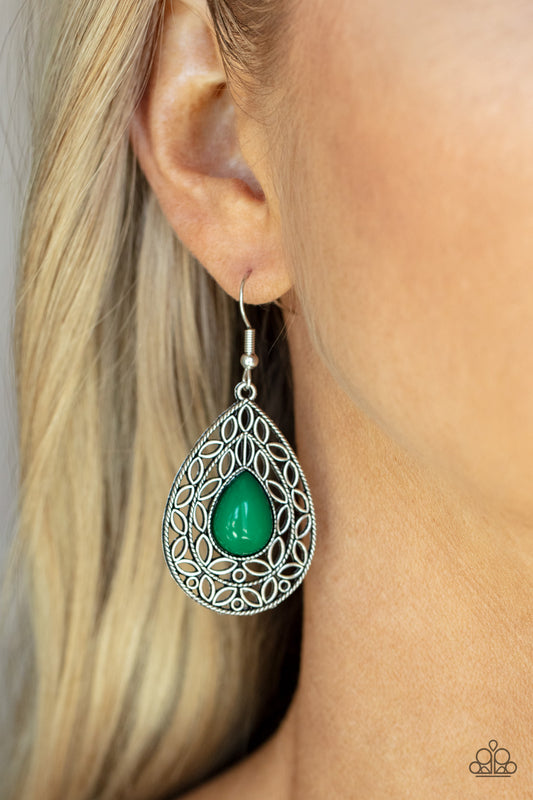 Fanciful Droplets - Green Earring