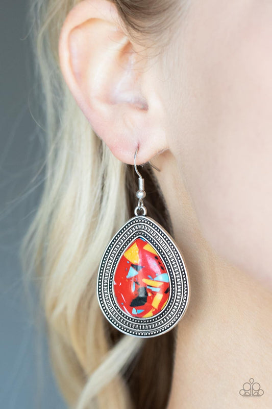 Terrazzo Tundra - Red Earring