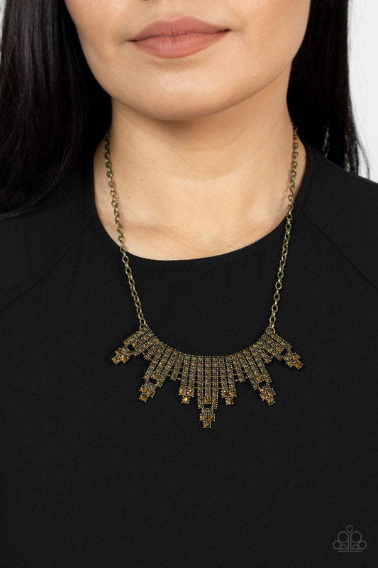 Skyscraping Sparkle - Brass Necklace
