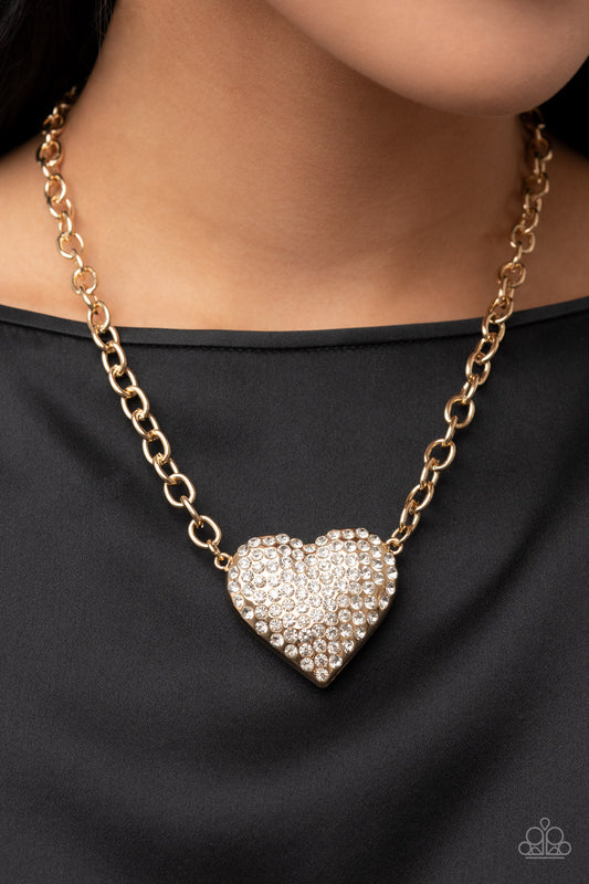 Heartbreakingly Blingy - Gold Necklace