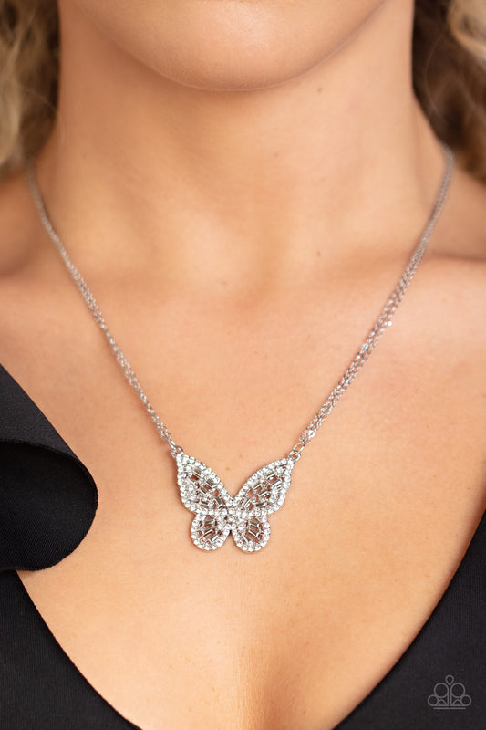 Baroque Butterfly - White Necklace