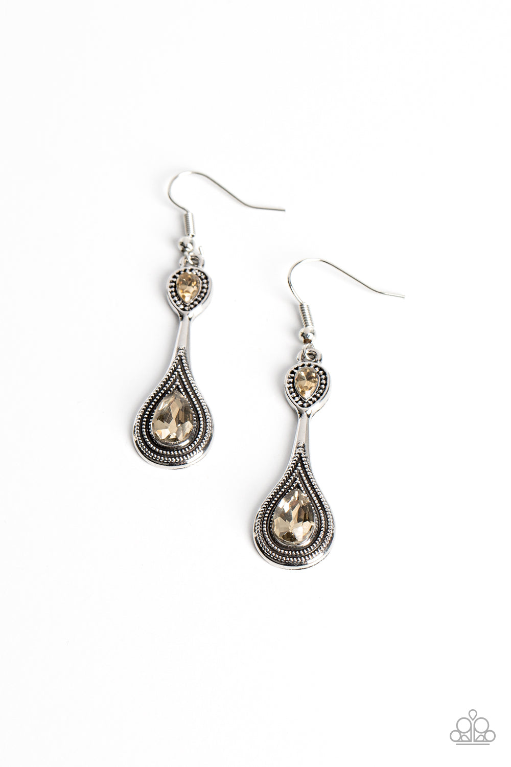 Dazzling Droplets - Brown Earring