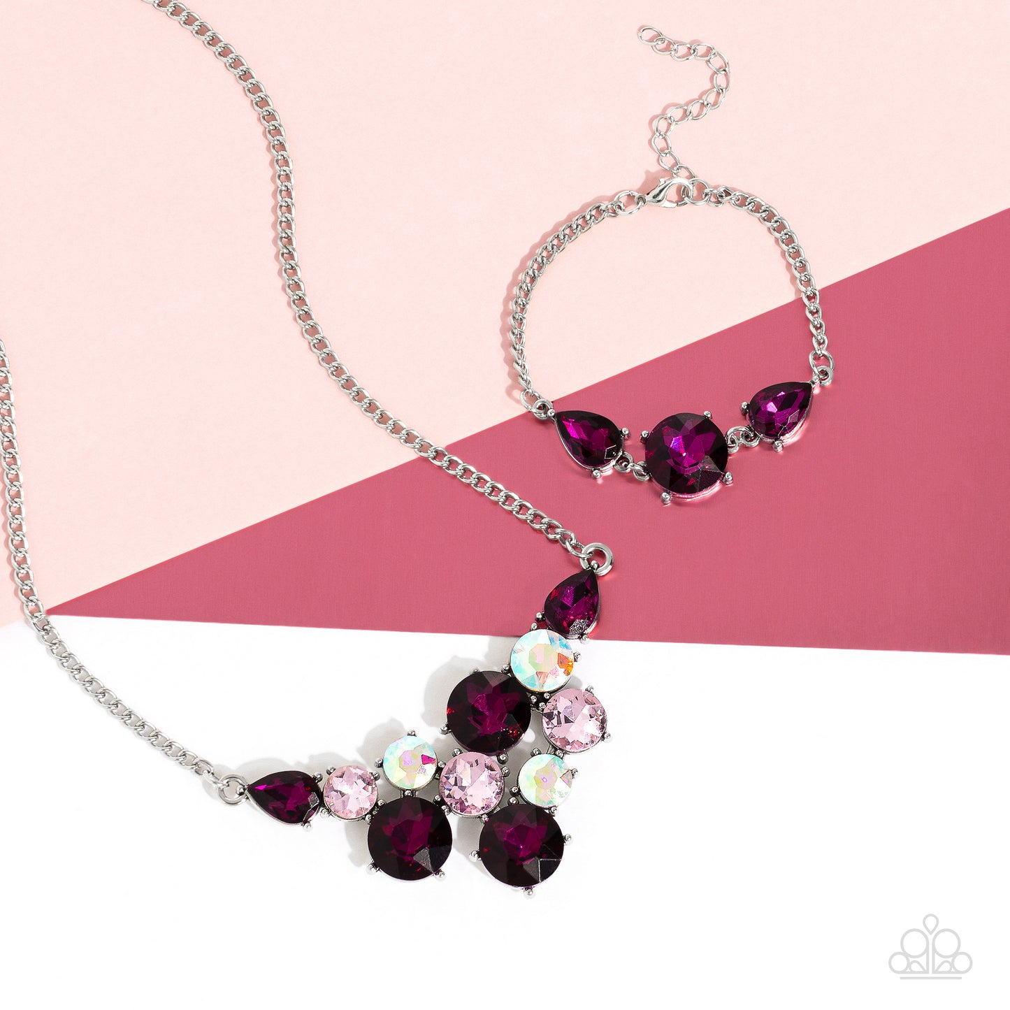 Round Royalty - Pink Necklace & Bracelet Set