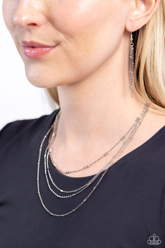 Studded Shimmer - Silver Necklace