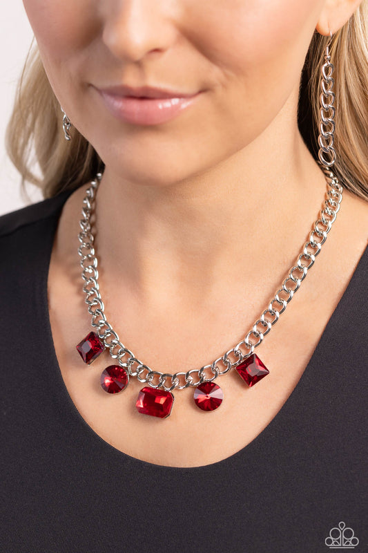Alternating Audacity - Red Necklace