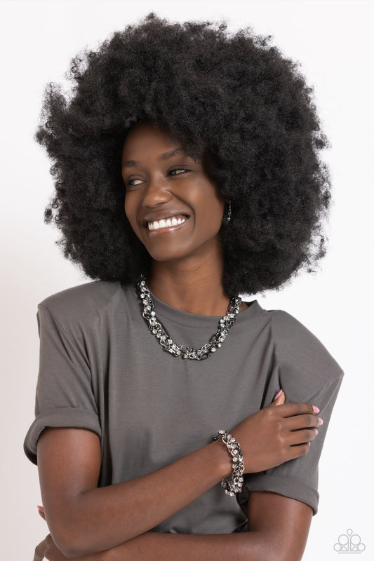 Totally Two-Toned - Silver Necklace & Bracelet Set