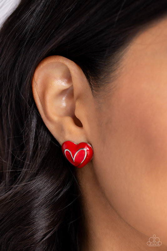 Glimmering Love - Red Earring