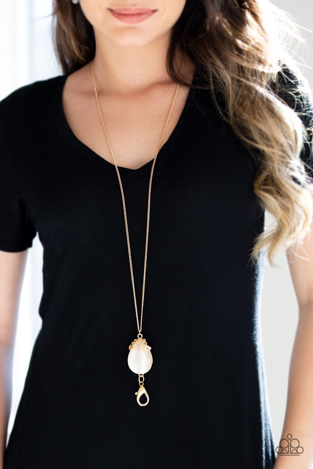 Gold Nightcap and Gown Lanyard Necklace
