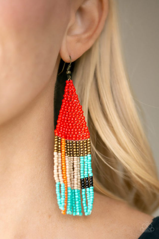 Beaded Boho - Red Earring