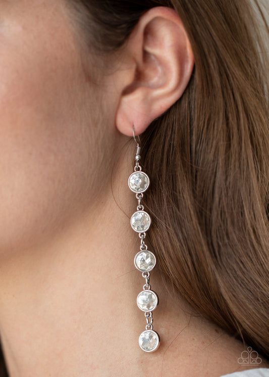 Trickle Down Twinkle - White Earring
