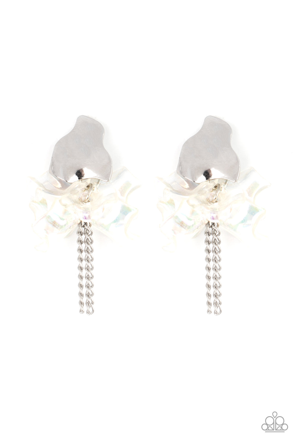 Harmonically Holographic - White Earring