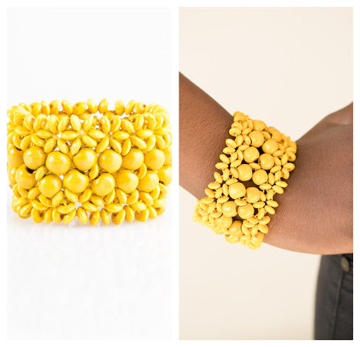 Tropical Bliss - Yellow Wooden Bracelet